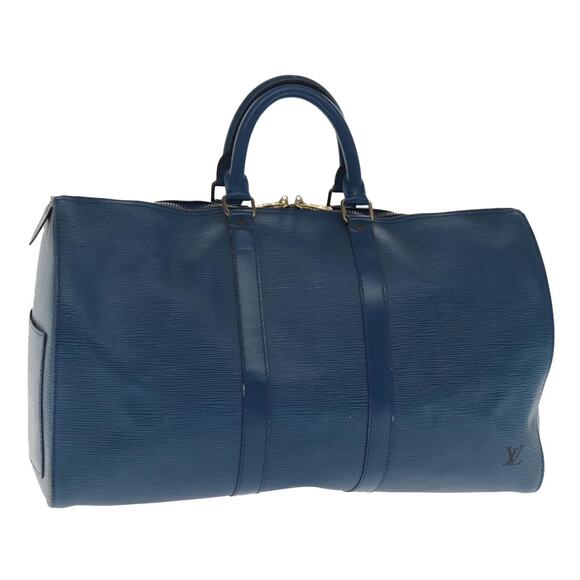 LOUIS VUITTON Epi Keepall 45 Boston Bag Blue M42975 - Picture 1 of 16